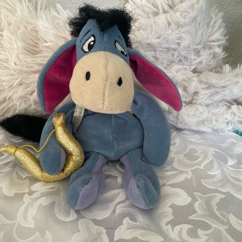 Disney Cupid Eeyore Plush with Blue and Pink Accents